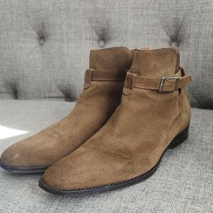 The Kooples Brown Suede Chukka Boots With Silver Buckle Detail